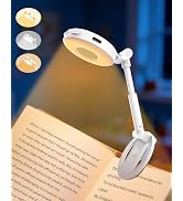 EastPin 18 LED Rechargeable Clip On Book Light for Reading in Bed | Eye Caring 3 Color Temps, Sil...