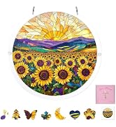 Acrylic Puzzle Suncatcher, 83 Pieces Sunflower Field DIY Acrylic Sun Catcher Puzzle Kit for Doors...