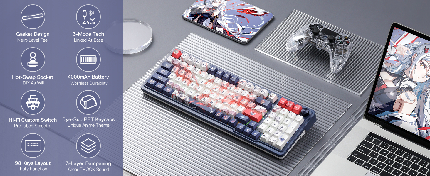 Redragon K686 PRO tri-mode hot-swap keyboard for gaming supports flexible play