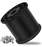 Vinyl Coated Wire Rope 304 Stainless Steel Coated Wire Cable-Black, 1/16" OD to 3/32" x 328FT, wi...