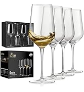 WOTOR White Wine Glasses Set of 4, Hand Blown Crystal Wine Glasses with Long Stem, 15 oz Red and ...