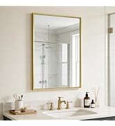 Bathroom Mirror for Wall, 36x24 Inch Metal Framed Mirror, Brushed Gold Rectangle Mirror, Bathroom...