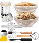 Sourdough Starter Kit with 2 Proofing Baskets, 36oz Sourdough Starter Jar, Bread Lame, Dough Scra...