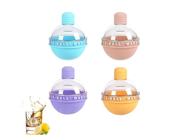 Round Ice Cube Molds for Freezer, 4pcs Sphere Ice Ball Maker Mold 2.5 Inch Large Silicone Ice Molds