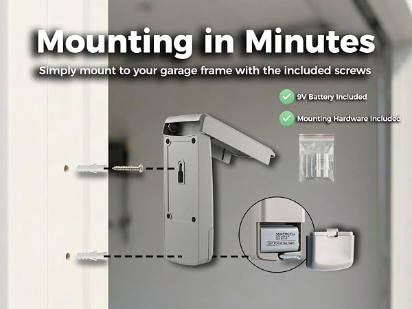 Mounting wireless garage door keypad to door frame with included screws Easy DIY installation