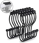 Goowin Shower Curtain Hooks, 12 Pcs Shower Curtain Rings, Stainless Steel Roller Rust-Resistant B...