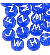 BEEFLYING 1480Pcs 7MM Transparent Acrylic Alphabet Beads Flat Round Disc A-Z White Letter Spacer ...