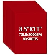 Cardstock 8.5 X 11, 80 Sheets Christmas Red Card Stock, 75lb/ 200gsm Copy Paper, Cardstock Printe...
