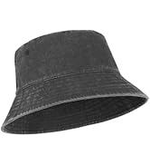 Zylioo Oversize XXL Washed Denim Bucket Hat,Large Vintage Jean Sun Hat,Packable Travel Hats for B...