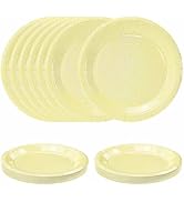SietDESEO 50 PCS Iridescent Yellow Paper Plates 7 Inch Dessert Plates Holographic Yellow Disposab...