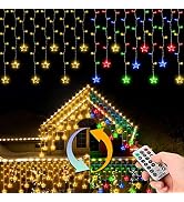 kemooie 150 LED Icicle Lights Outdoor with Star, 11 Twinkle Modes Waterproof Icicle Christmas Lig...