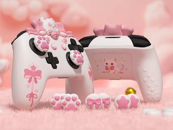 PlayVital Sweetheart Kitty Silicone Skin Compatible with Nintendo Switch Pro Controller