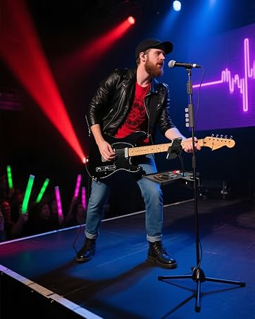 mic stand tray with phone holder