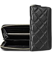 DORIS&JACKY Women Leather Wallet Rfid Blocking Large Capacity Zipper Around Travel Wristlet Bags ...