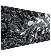 SEIFUD Gaming Mouse Pad, Black Rubber, Large 35.4 x 15.7 Inch Rectangular, Anti-Skid Surface, Sta...