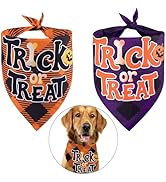 2 Pack Halloween Dog Bandanas - Halloween Trick or Treat Pet Bandanas, Purple Orange Cute Cat Dog...