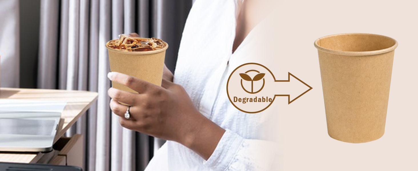 Kraft paper Cups Brown Disposable Paper Coffee Cups Unbleached Cups for Hot/Cold