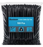 8 Inch Heavy Duty Cable Zip Ties 500 Pack, 120lb Tensile Strength, UV Resistant Nylon Wire Ties f...