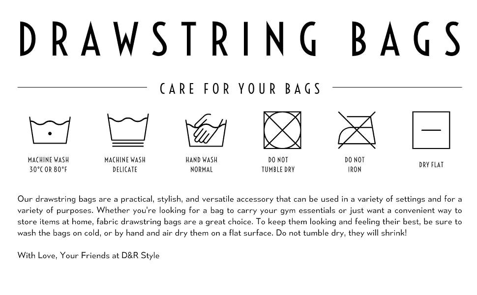 cotton drawstring bags wash instructions DR student laundry washing reusable responsable durable
