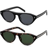 Colrea Retro Oval Sunglasses for Women Men Trendy Small Cat Eye Sun Glasses with UV400 Protection...