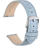 WOCCI Alligator Embossed Leather Watch Band for Women, Top Grain Leather, Stainless Steel Mirror ...