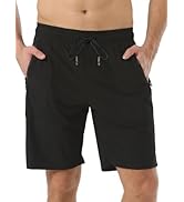 TXJ Sports Men's Athletic Shorts with Zipper Pockets, 9" Running Shorts Men Quick Dry Gym Workout...