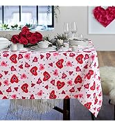 SARAFLORA Valentine's Day Table Cloth Hearts and Arrows Pattern- Rectangle Tablecloth 60x84 Inch-...