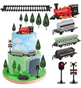 Hooqict 12Pcs Train Cake Topper Birthday Party Decorations Train Cake Decorations Set with Mini R...