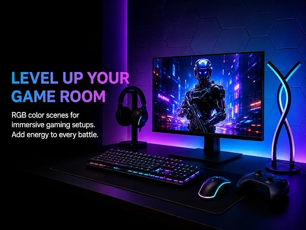 RGB LED table lamp, customizable colors to enhance every gaming session.
