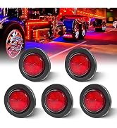 Oyviny 5PCS 2 Inch Red Round Trailer LED Marker Clearance Lights, 2” Side Marker Lights 4 LED Sea...