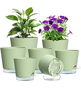 Meowell Self Watering Pots Set of 7 – Assorted Size 4" to 8" Indoor Plant Pots with Drainage Hole...