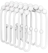 AmazerBath Shower Curtain Hooks, White Metal Shower Curtain Rings Rust Proof, Double Sided Shower...