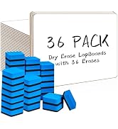 Dry Erase LapBoards, PANDRI 36 Pack Double Sided 12.5 x 9 Inch Whiteboards with 36 Erasers, Dry E...