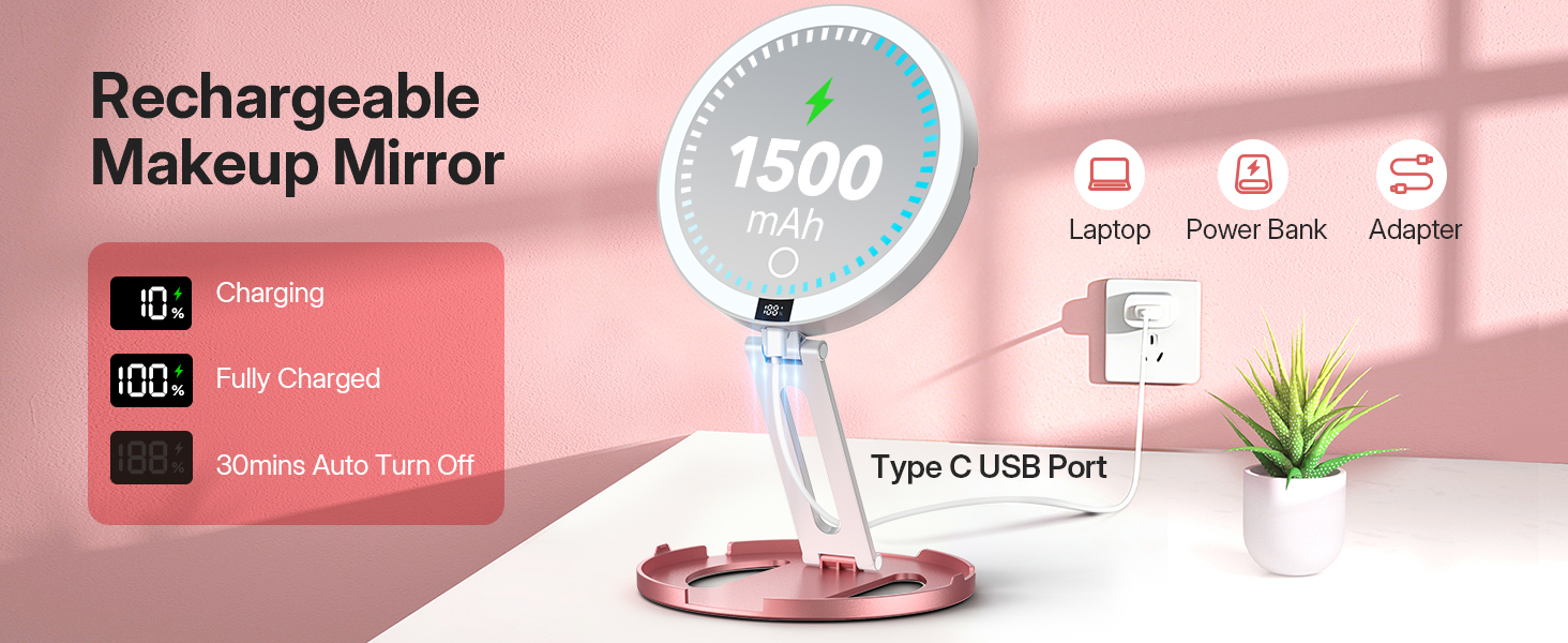 Travel Magnifying Mirror with Light