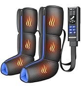 Air Compression Leg Massager with Heat : MUSUGY Sequential Foot and Calf Massager for Circulation...