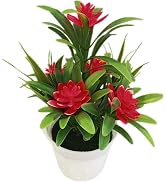 Czhotg Red Artificial Fake Lotus Flower Potted Plant Bonsai Faux Plants Flowers Wedding Home Part...