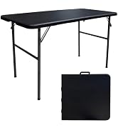HYMnature Folding Table 4 Foot Portable Folding Tables Heavy Duty Fold-in-Half Utility Table Smal...