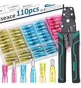 smseace 110PCS Heat Shrink Bullet Connectors with Crimping Tool 22-10AWG Waterproof Bullet connec...