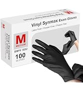 squish Disposable Gloves Black, 100 Count Vinyl Exam Gloves 4 mil Thick Glove Powder-Free Glove C...
