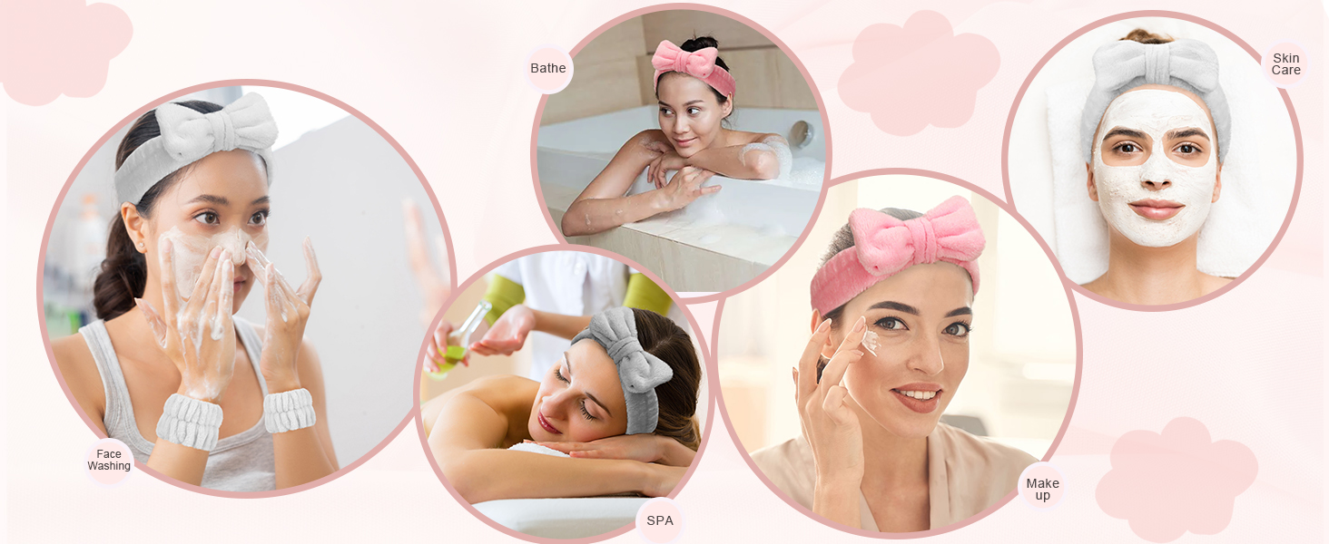 Women's Wrist Towels for Washing Face, Microfiber Spa Wash Towel Band, Absorbent Wristbands