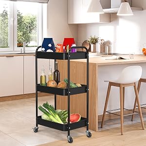 3 Tier Rolling Metal Storage Carts