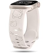 Girovo Cute Cat Engraved Band Compatible with Apple Watch Bands for Women 40/38/41/42/46/45/44/49...