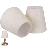 DOITOOL 2 Pcs Small Lamp Shades E14 Linen Fabric Clip on Bulb Lampshade Replacement Mini Lampshad...