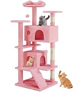 Sweetcrispy 54 Inch Cats Tree Tower, Multi-Level with Cat Scratching Post, Indoor Cat Condo with ...