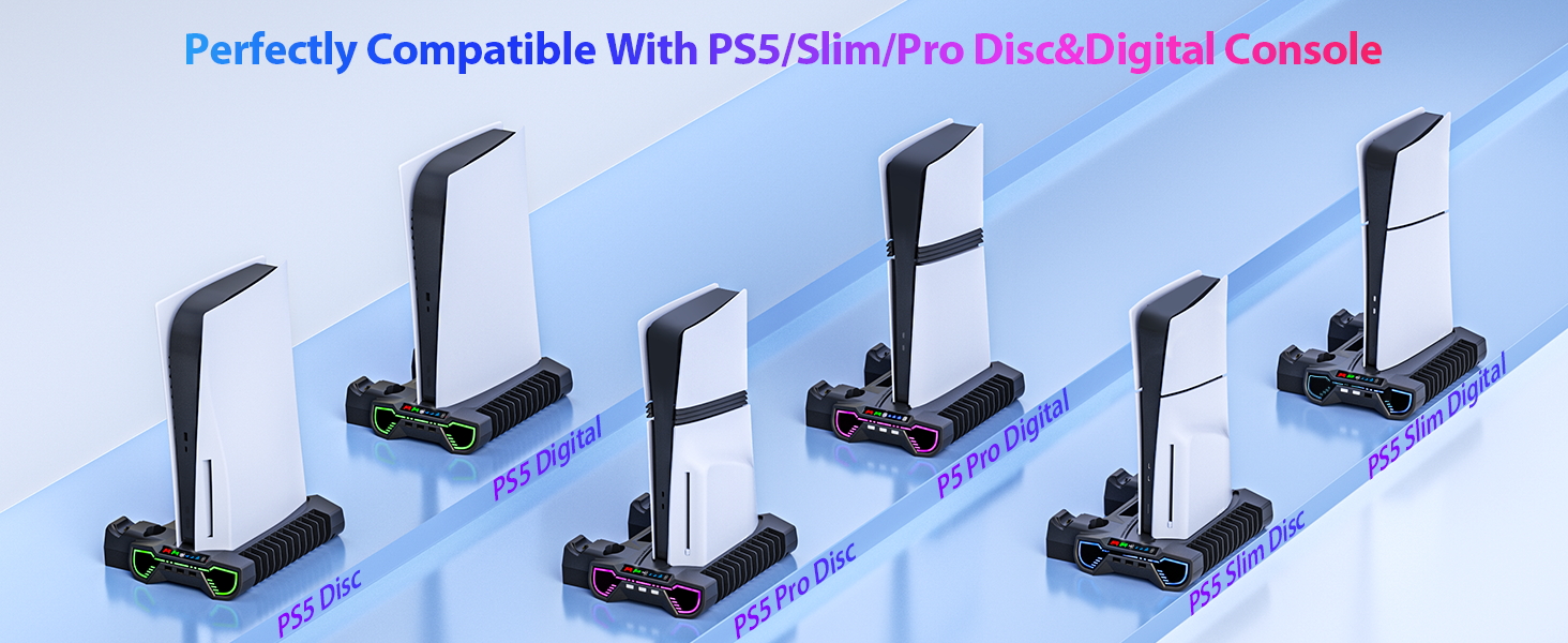 playstion 5 cooling stand with cooling fan and controller docking station