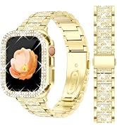 Newlibery Bling Watch Bands with Bling Case for Women Compatible with Apple Watch Band 40mm Elega...