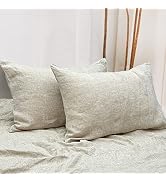 NTBAY 2 Pack 100% French Linen Standard Pillowcases, Breathable and Cooling Washed Yarn Dyed Pill...