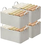 AARAINBOW 4 Pcs Closet Clothes Organizer with Handle, Fabric Storage Box with Steel Frame Stackab...