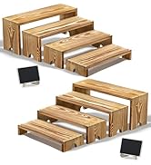 HBlife 2 Set Widened Wood Display Risers for Vendor Events, Stackable Modular Cupcake Stand Buffe...