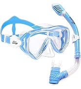 Kids Snorkel Set Dry Top Snorkel Mask Snorkeling Gear for Kids Boys Girls Youth, No Leak Comfy Mo...